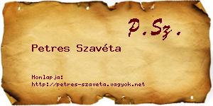 Petres Szavéta névjegykártya