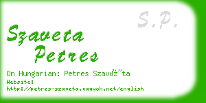 szaveta petres business card